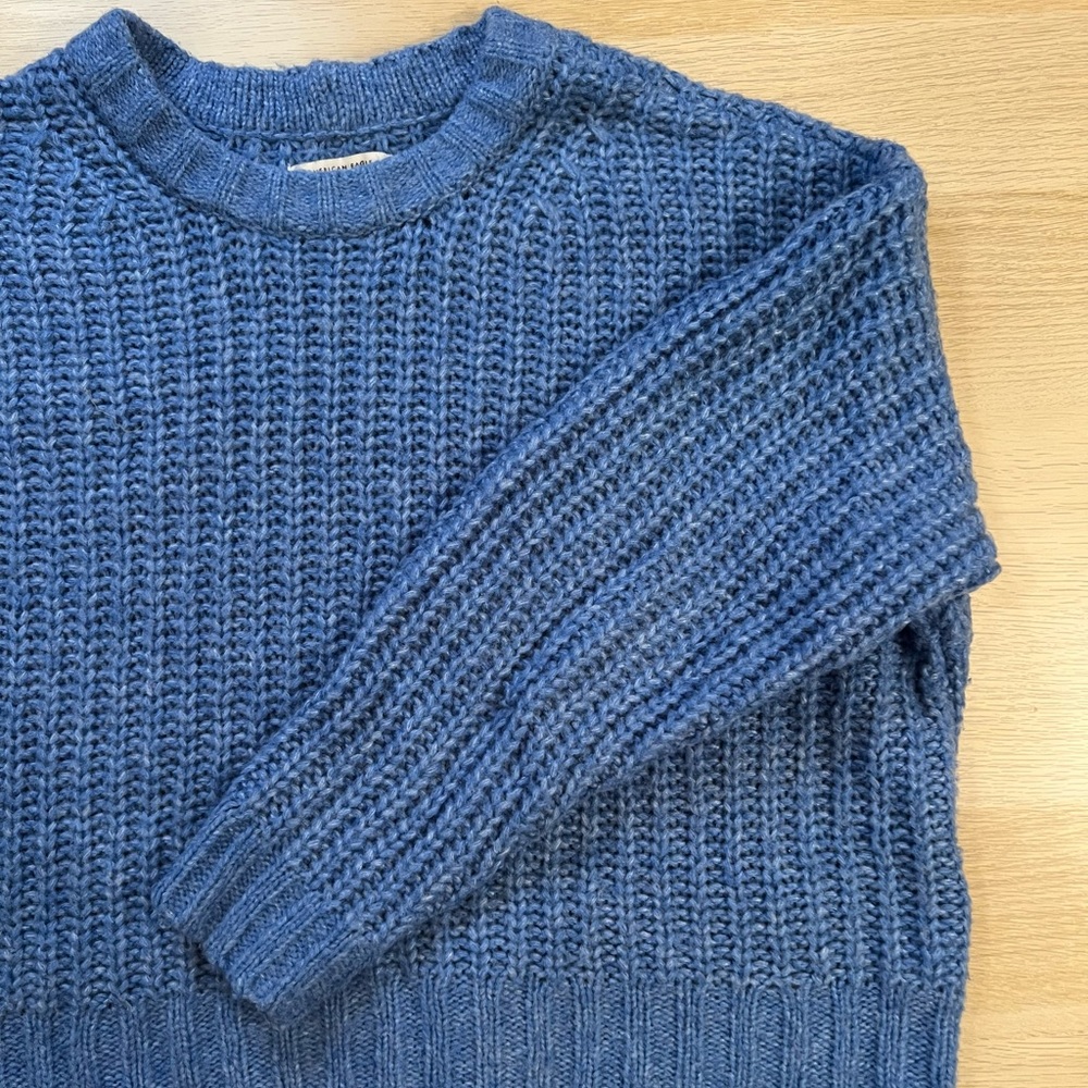 Sky Blue Cable Knit Cropped Sweater